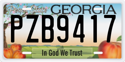GA license plate PZB9417