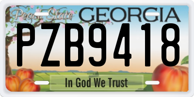 GA license plate PZB9418