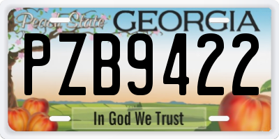 GA license plate PZB9422