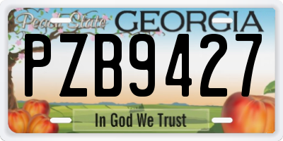 GA license plate PZB9427