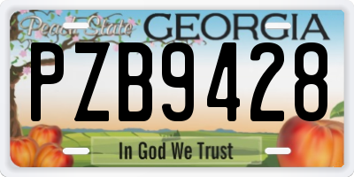 GA license plate PZB9428