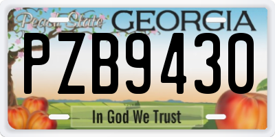 GA license plate PZB9430