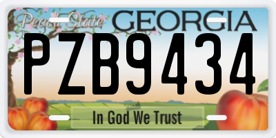GA license plate PZB9434
