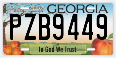 GA license plate PZB9449
