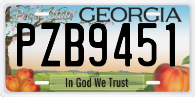 GA license plate PZB9451