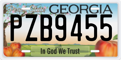 GA license plate PZB9455