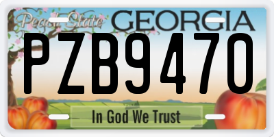 GA license plate PZB9470