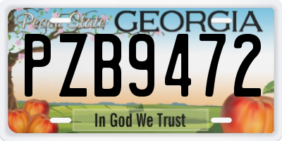 GA license plate PZB9472