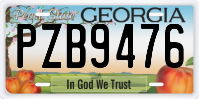 GA license plate PZB9476