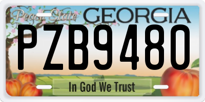 GA license plate PZB9480