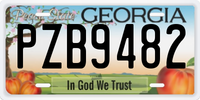 GA license plate PZB9482