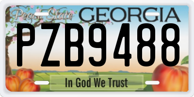GA license plate PZB9488