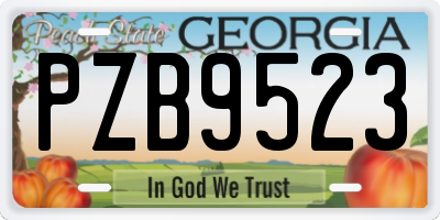 GA license plate PZB9523
