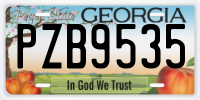 GA license plate PZB9535