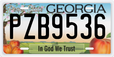 GA license plate PZB9536