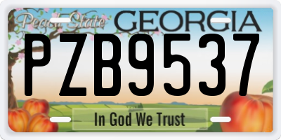 GA license plate PZB9537