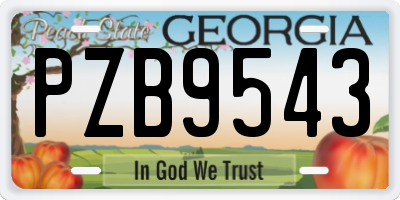 GA license plate PZB9543