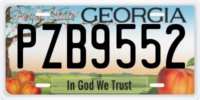 GA license plate PZB9552