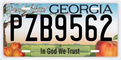 GA license plate PZB9562