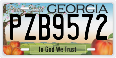 GA license plate PZB9572
