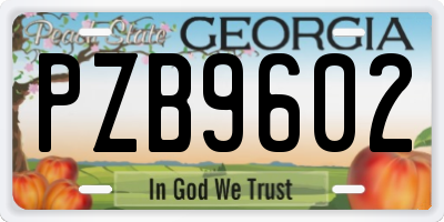 GA license plate PZB9602