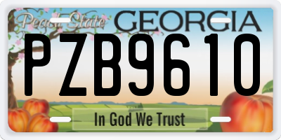 GA license plate PZB9610
