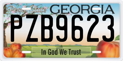 GA license plate PZB9623