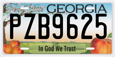 GA license plate PZB9625