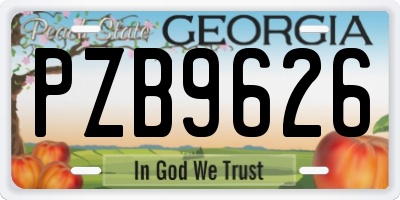 GA license plate PZB9626