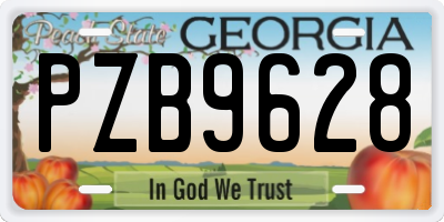 GA license plate PZB9628
