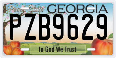 GA license plate PZB9629