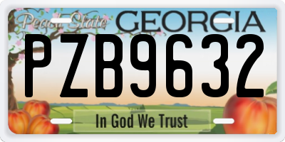 GA license plate PZB9632