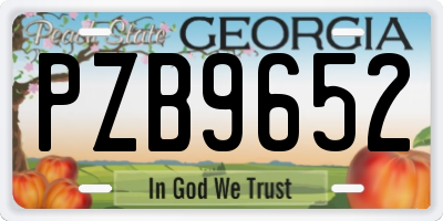 GA license plate PZB9652