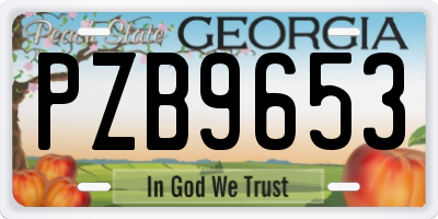 GA license plate PZB9653