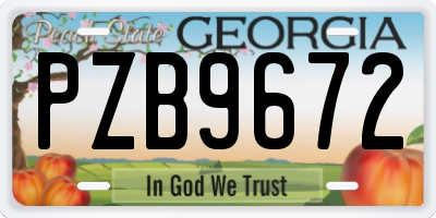 GA license plate PZB9672