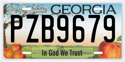 GA license plate PZB9679
