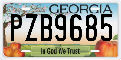 GA license plate PZB9685