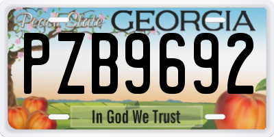 GA license plate PZB9692