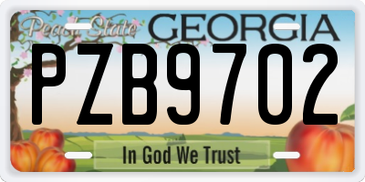 GA license plate PZB9702