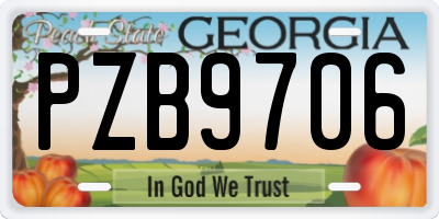GA license plate PZB9706