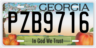 GA license plate PZB9716