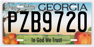 GA license plate PZB9720