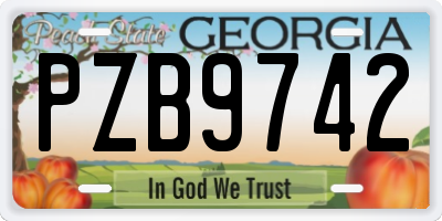 GA license plate PZB9742