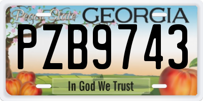 GA license plate PZB9743