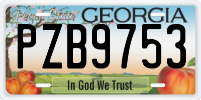 GA license plate PZB9753