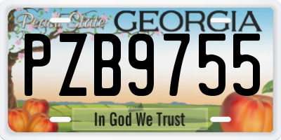 GA license plate PZB9755