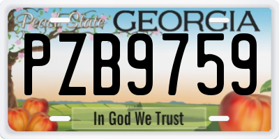 GA license plate PZB9759