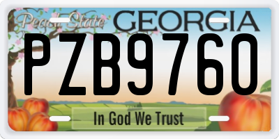 GA license plate PZB9760
