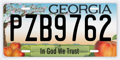 GA license plate PZB9762