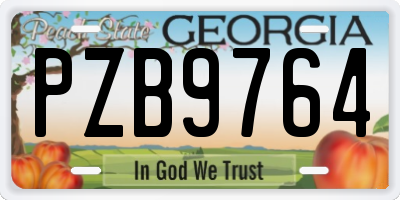 GA license plate PZB9764